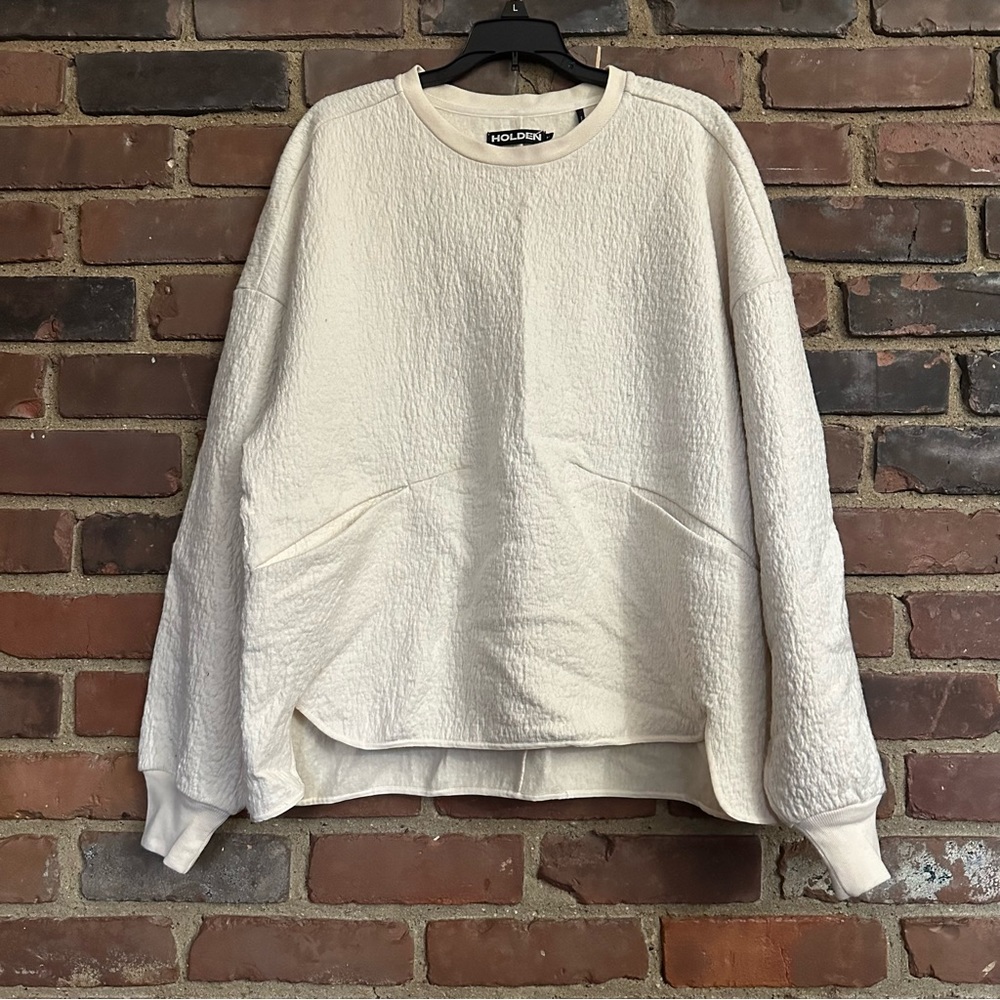 HOLDEN textured pullover jumper ivory with pockets size medium